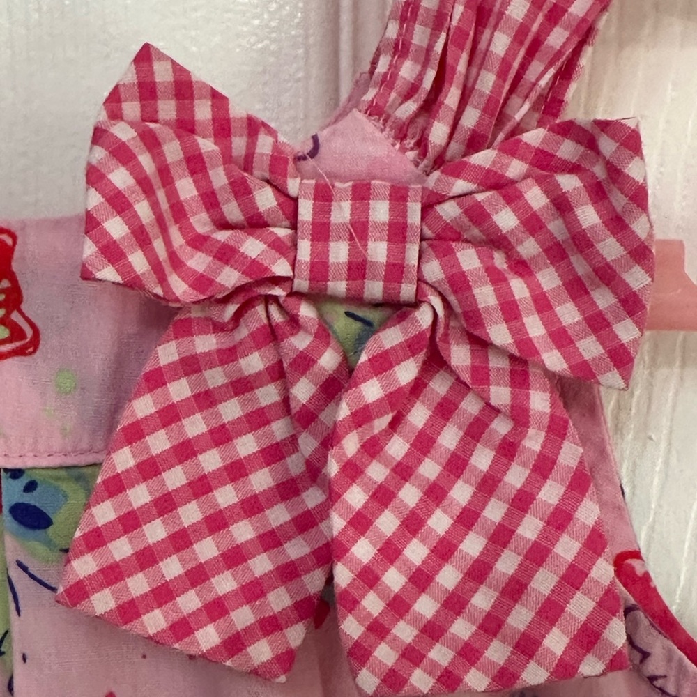 Joungland Girl's Pink Dress Butterfly Print Gingham Pink Sundress,  Size 6 Bow - Picture 2 of 5